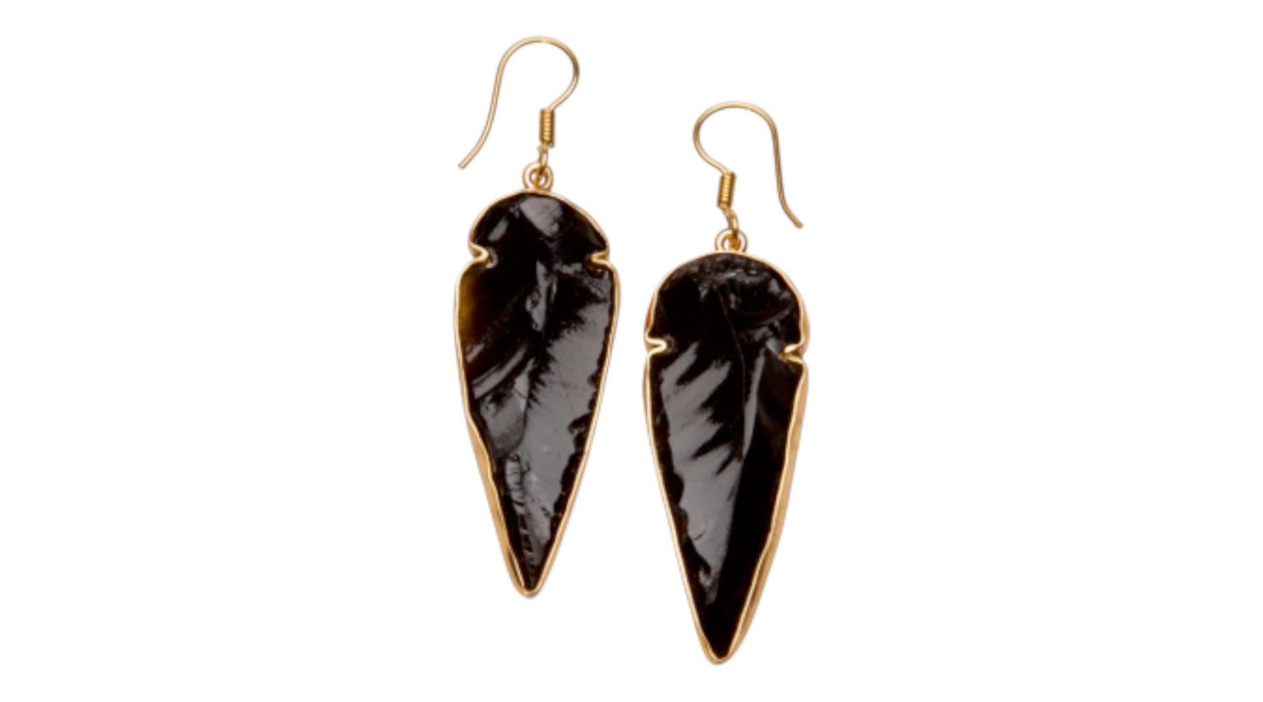 Obsidian Arrowhead Alchemia Gold Earrings