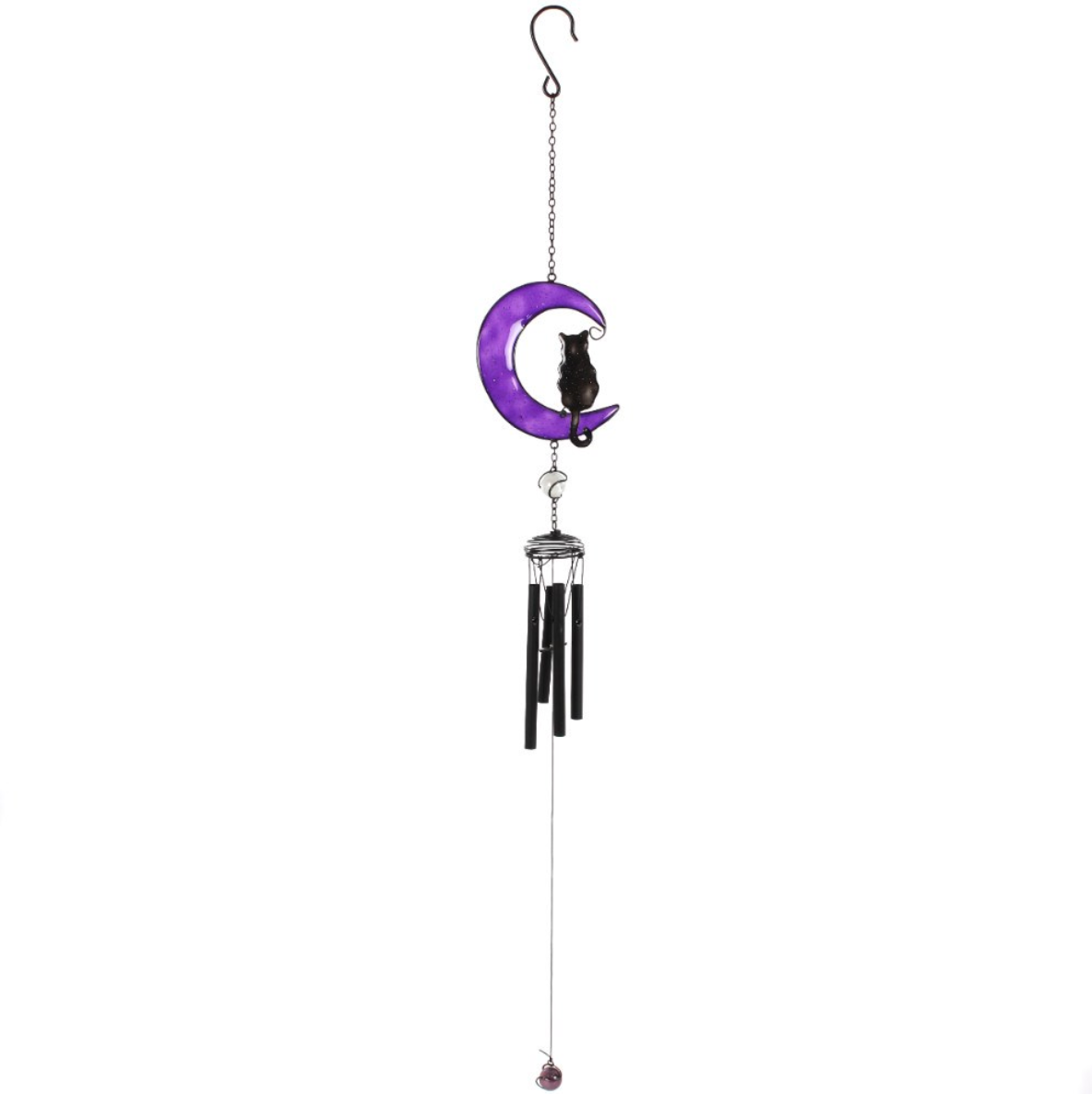 Black Cat Purple Moon Windchime