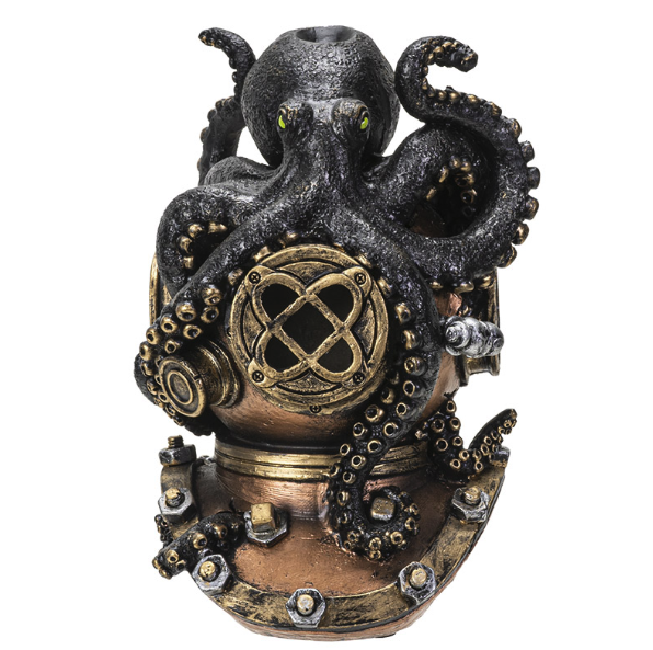 Kraken on Diver's Helmet Backflow Incense Burner
