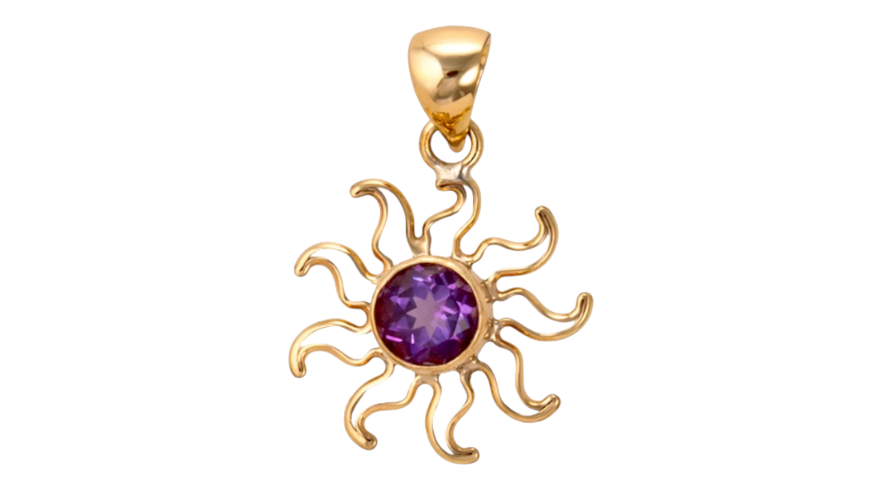 Alchemia Gold Amethyst Sun Pendant