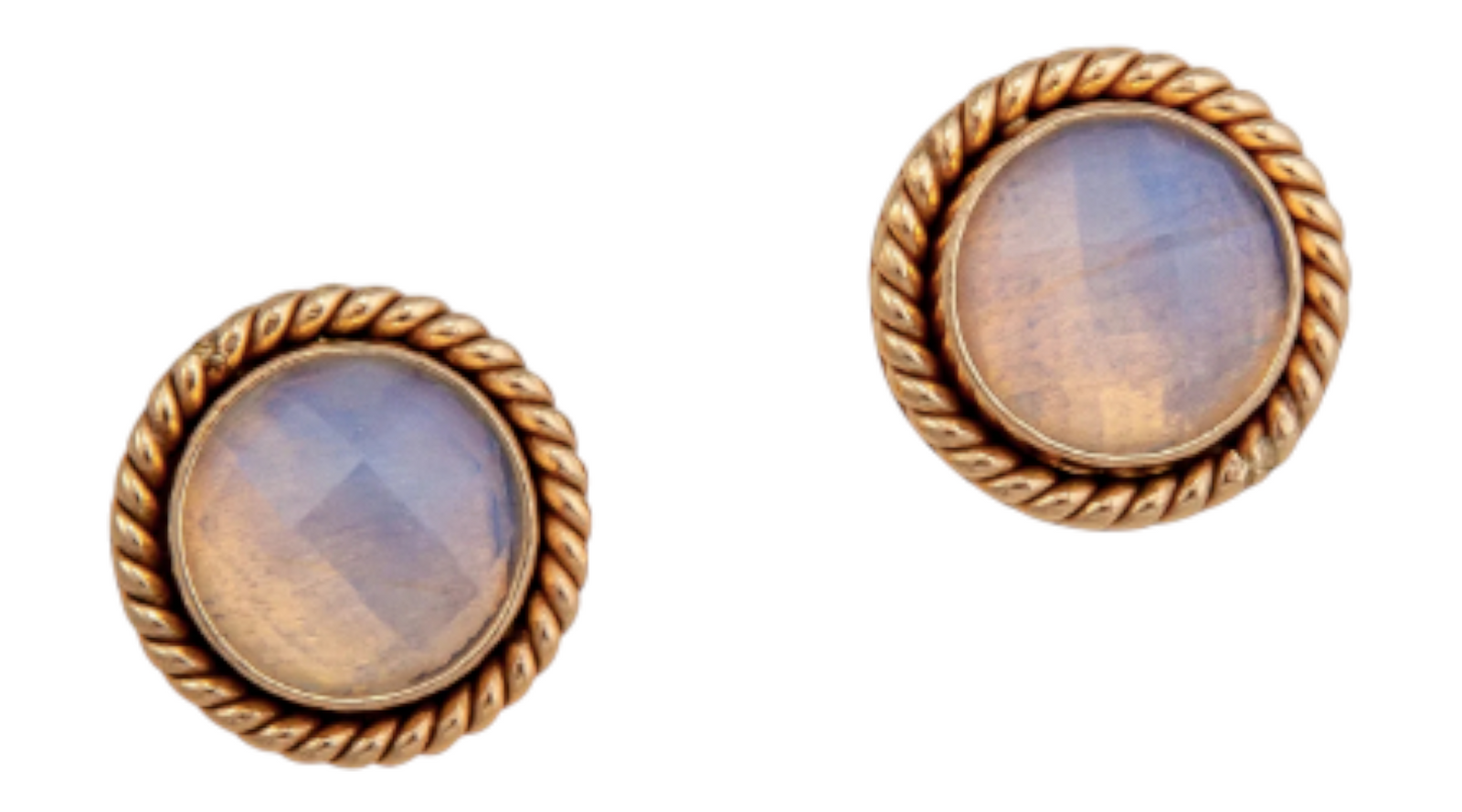 Faceted Rose Quartz Alchemia Gold Stud Earrings