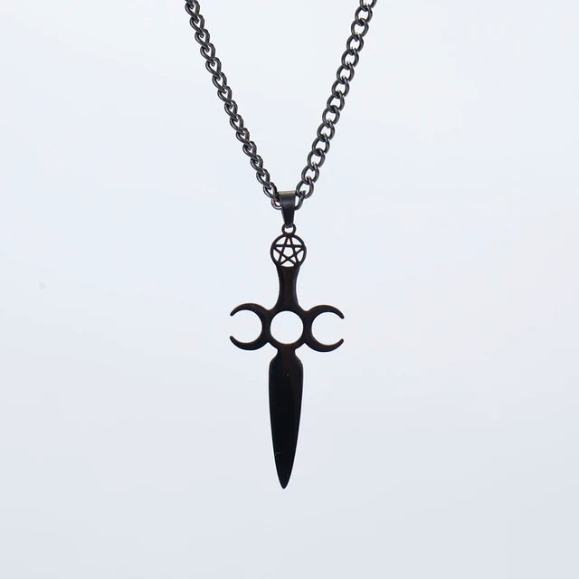 Triple Moon Goddess Necklace Stainless Steel