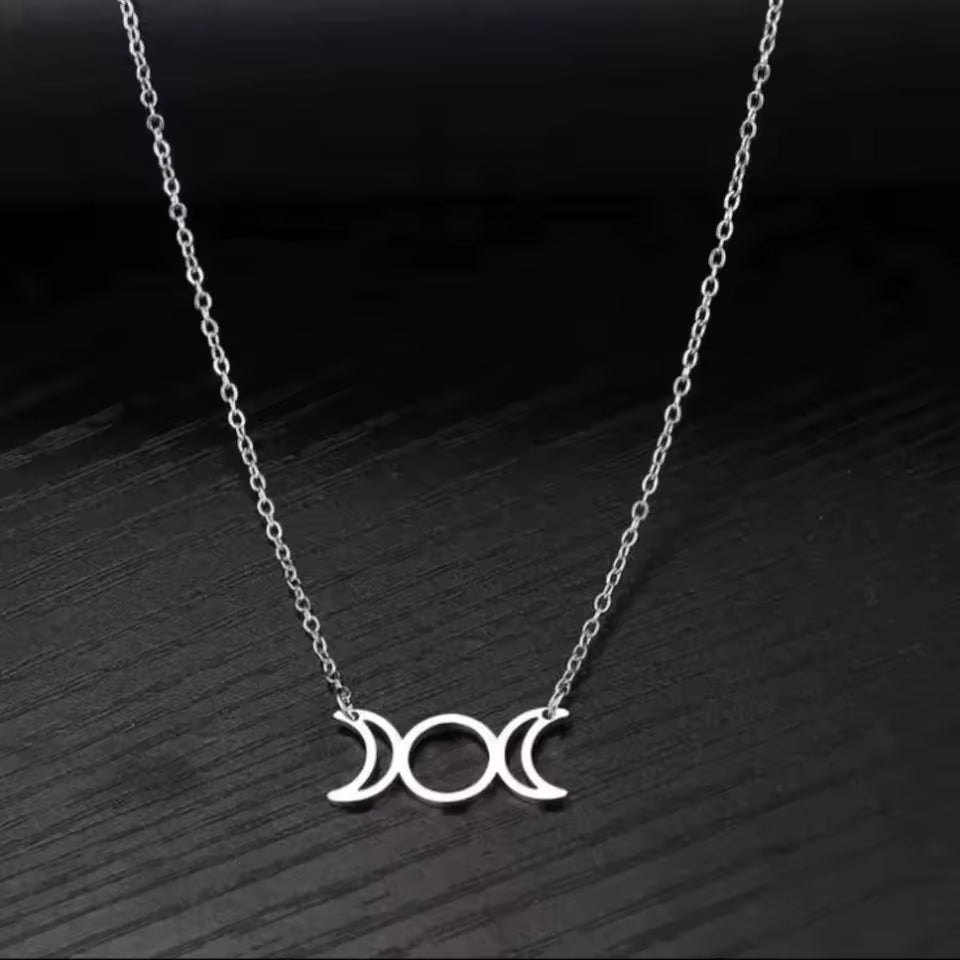 Triple Moon Stainless Steel Necklace
