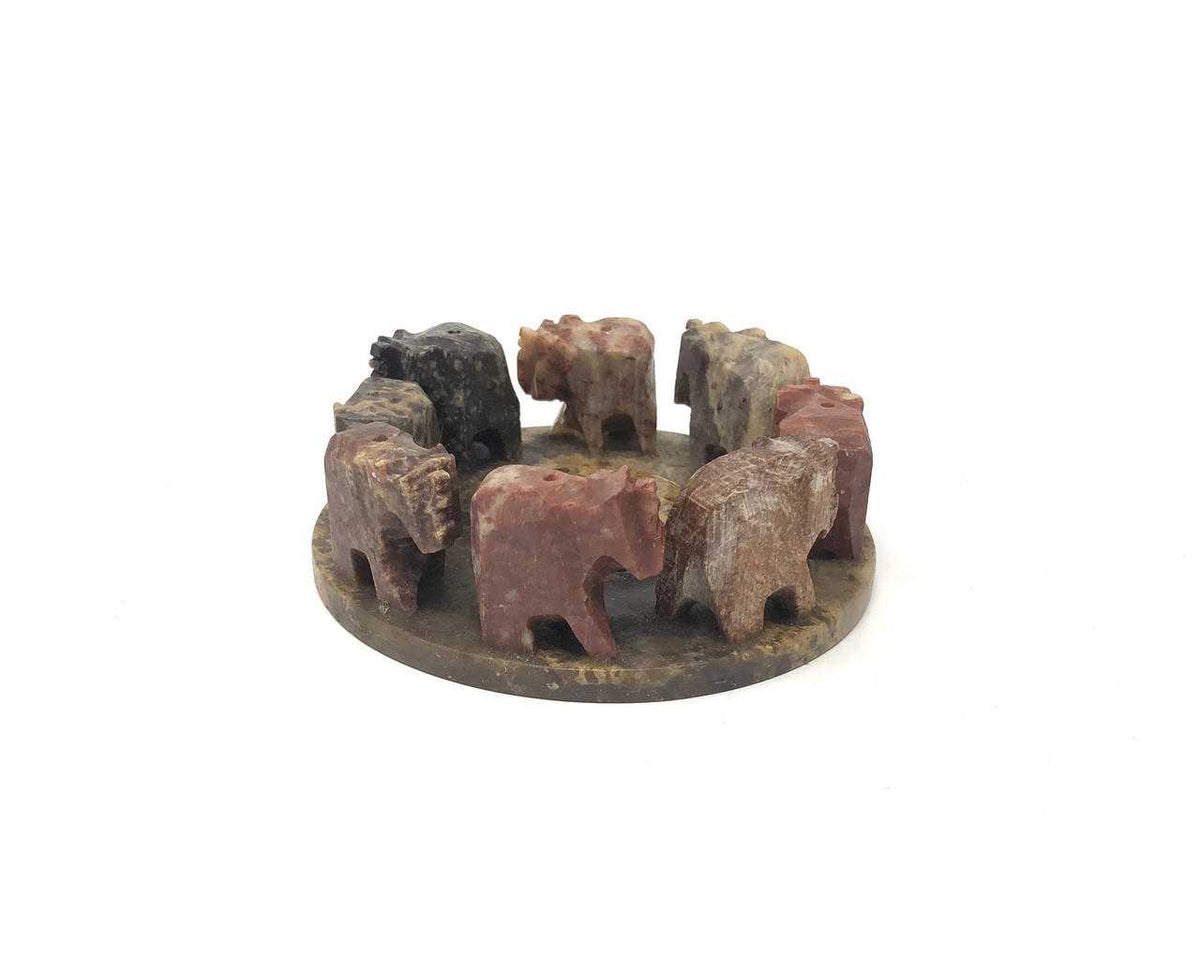 8 Elephant Soapstone Incense Burner