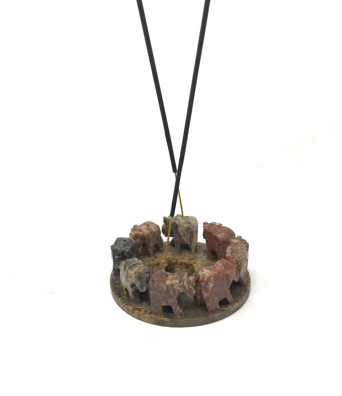 8 Elephant Soapstone Incense Burner