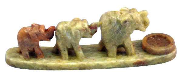 3 Elephant Soapstone Incense Burner