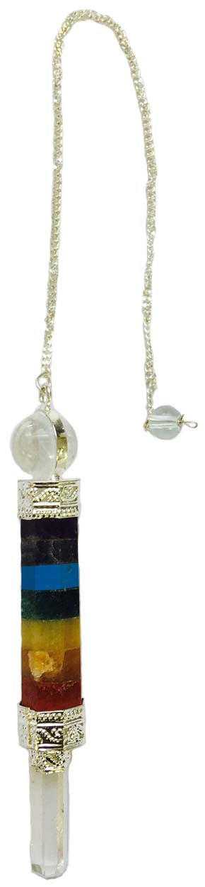 7 Chakra CLear Quartz Pendulum Necklace