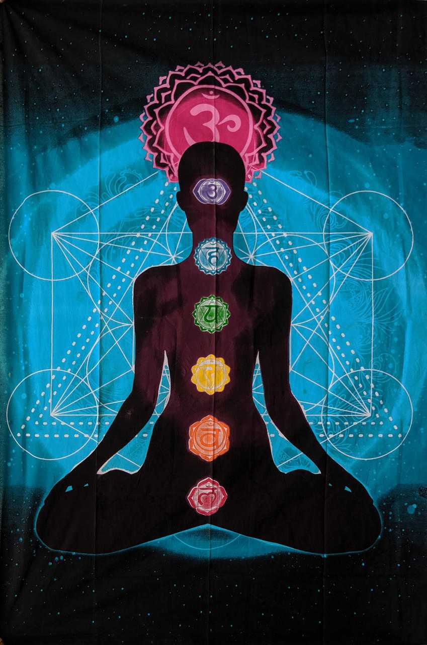 7 Chakra Yoga Metatron Large Tapestry 82x55