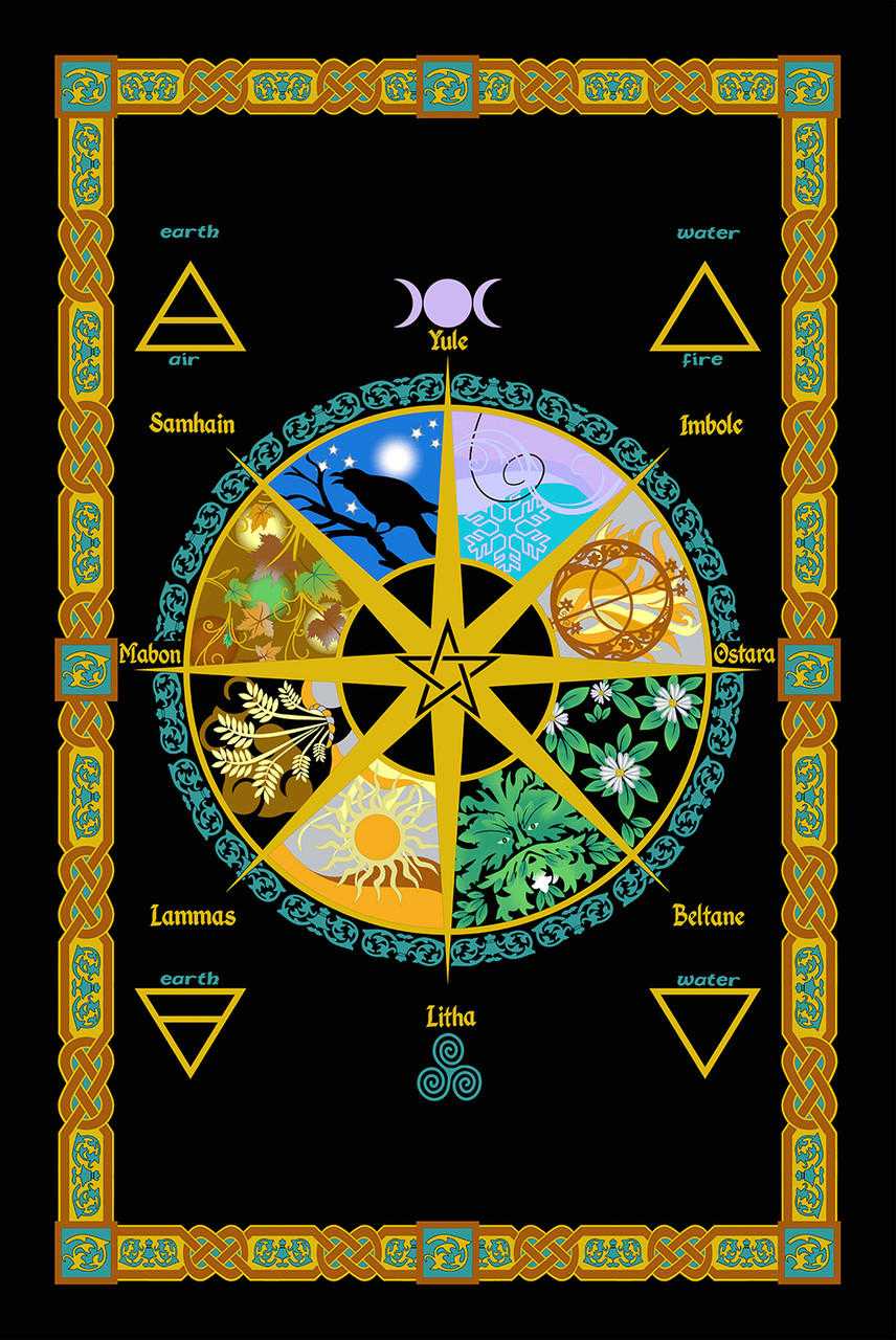 Pagan Wheel of the Year Large Tapestry 82x55