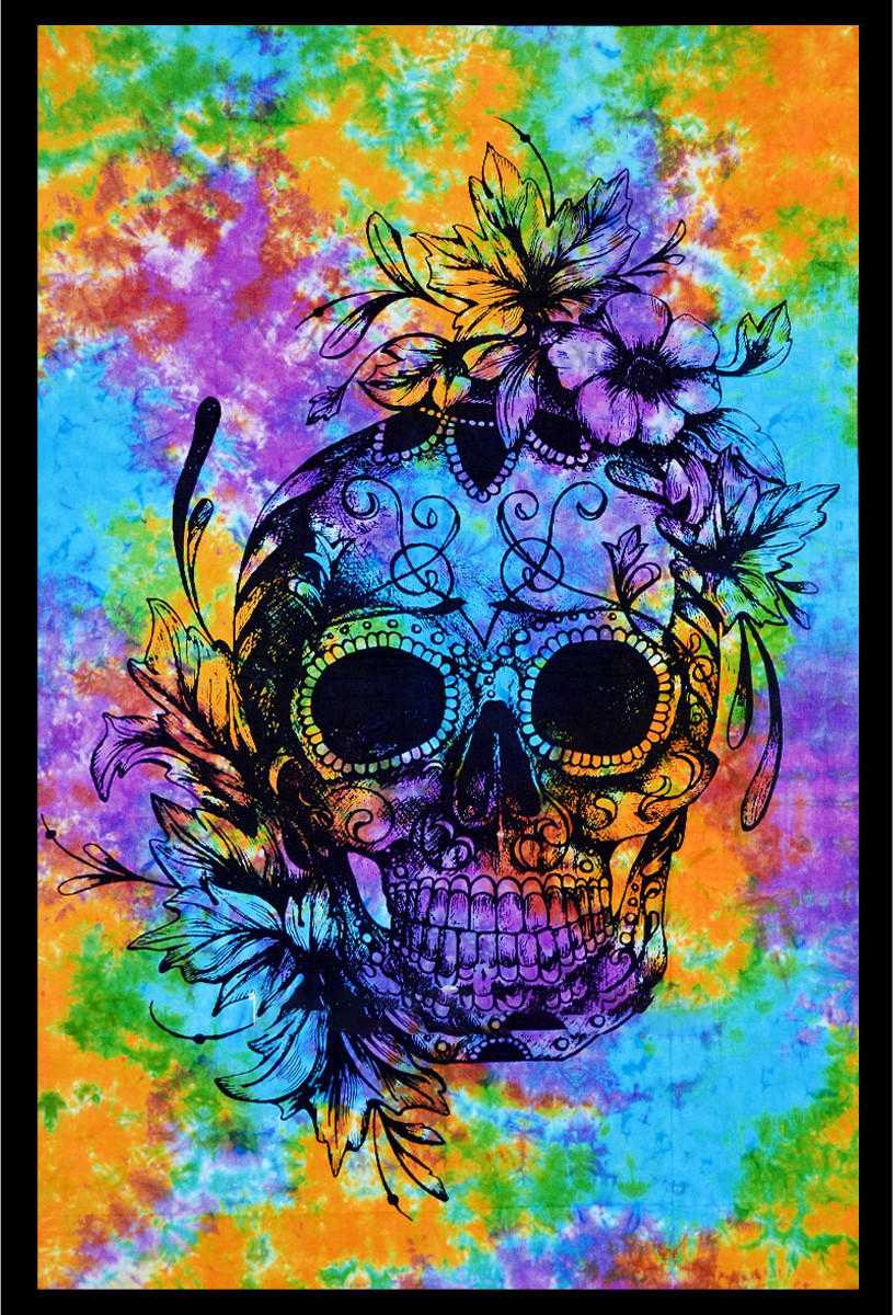 Floral Skull Large Tapestry 82x55
