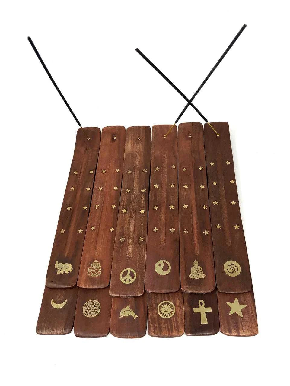 Wood Canoe Incense Burner with Inlay