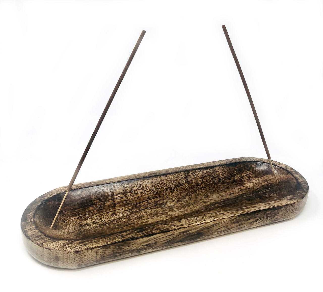 Wood Incense Burner Boat Double Stick 11" x 4"