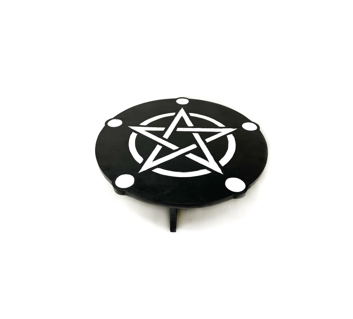 Wooden Round Pentacle Table Altar