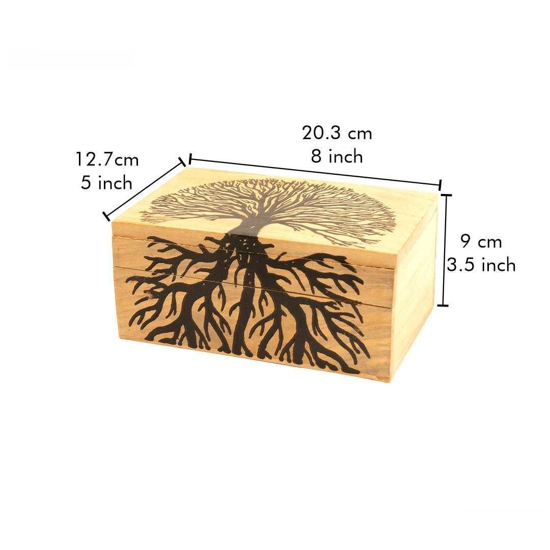Wooden Handicraft Storage Box 5" x 8" Tree of Life Printed