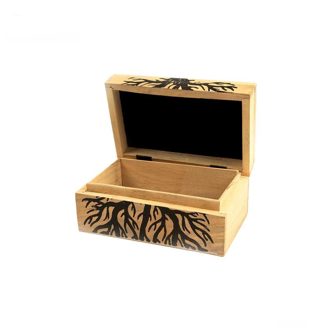 Wooden Handicraft Storage Box 5" x 8" Tree of Life Printed