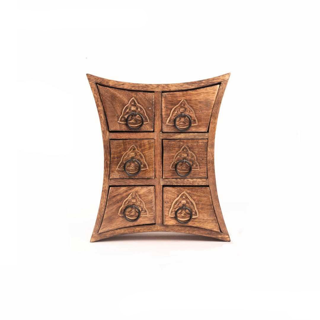 Wooden Storage Almirah Curved Triquetra