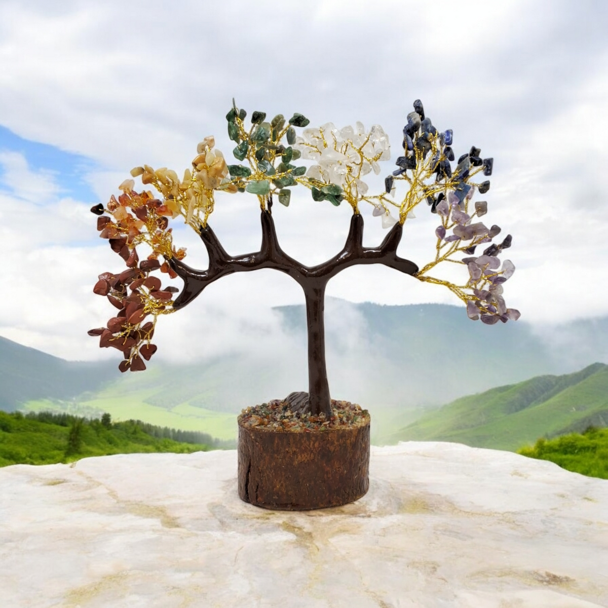 8" Chakras Crystal Chip Tree