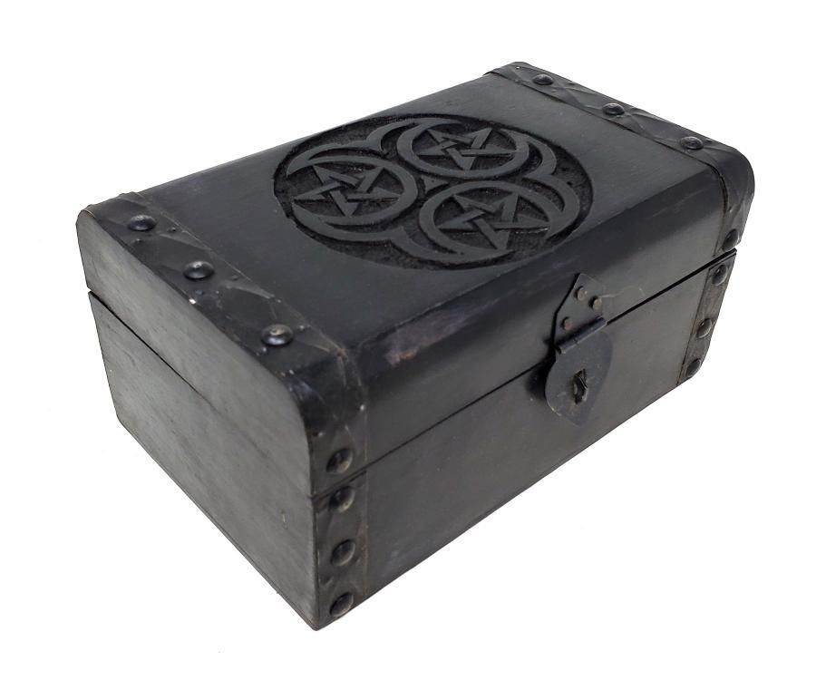 Triple Pentacle Wood Box - Black