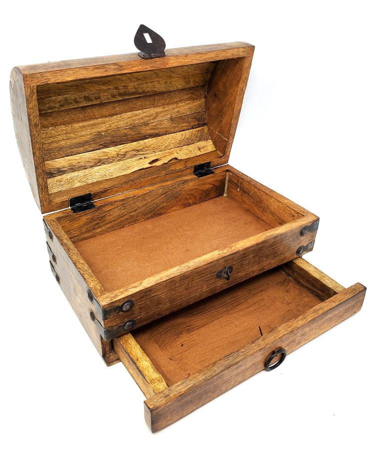 Round top Wood Box with Celtic Cross Pentagram