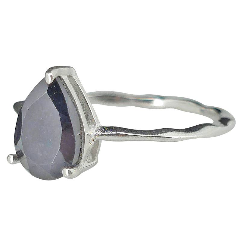 Faceted Black Onyx Sterling Silver Ring