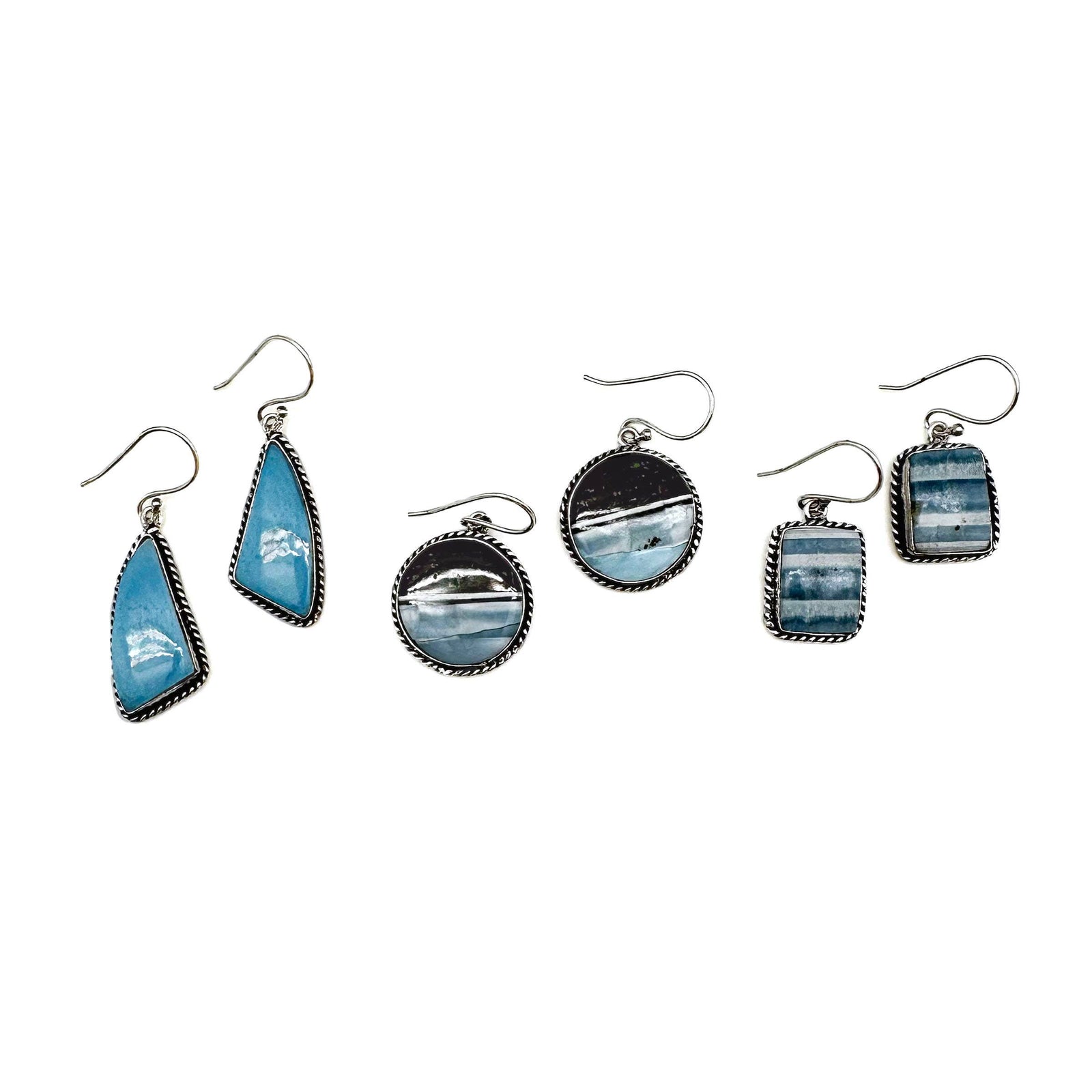 Kashi Semiprecious Large Stone Earrings - Blue Opal