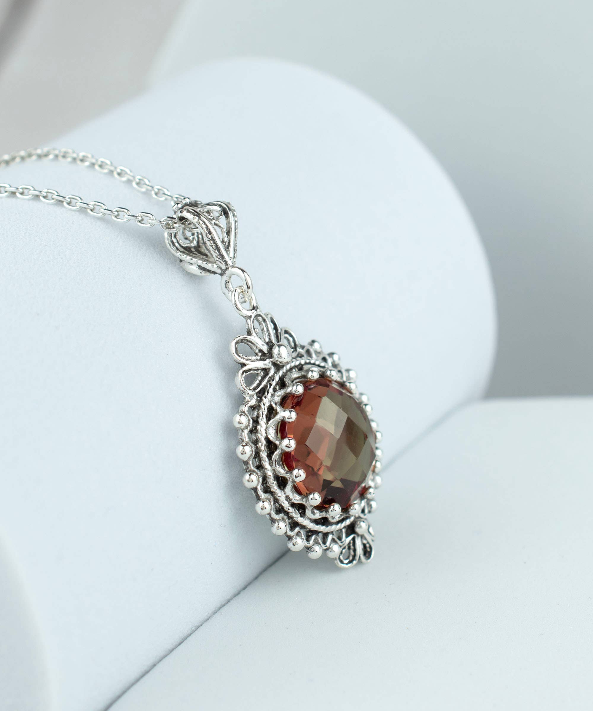 Sterling Silver Filigree Art Alexandrite Gemstone Pendant