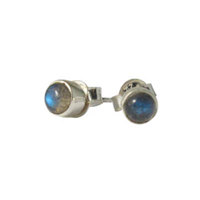 Mini Full Moon Labradorite Sterling Post Earrings