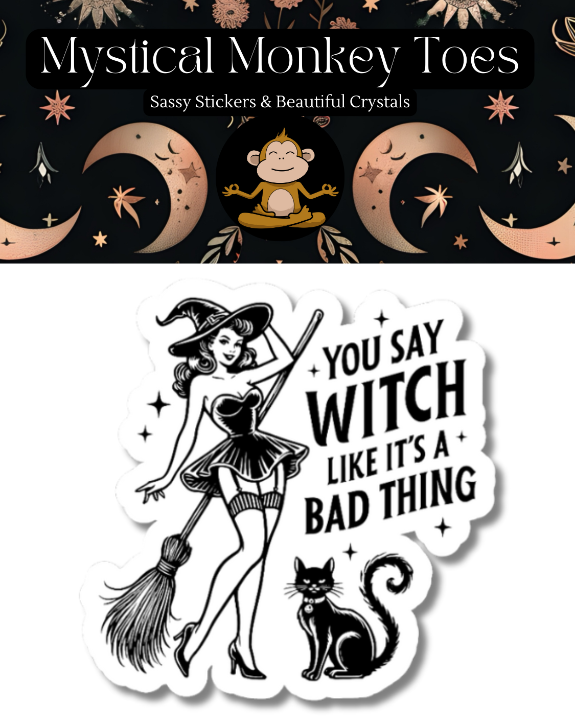 Funny Witch Vinyl Sticker