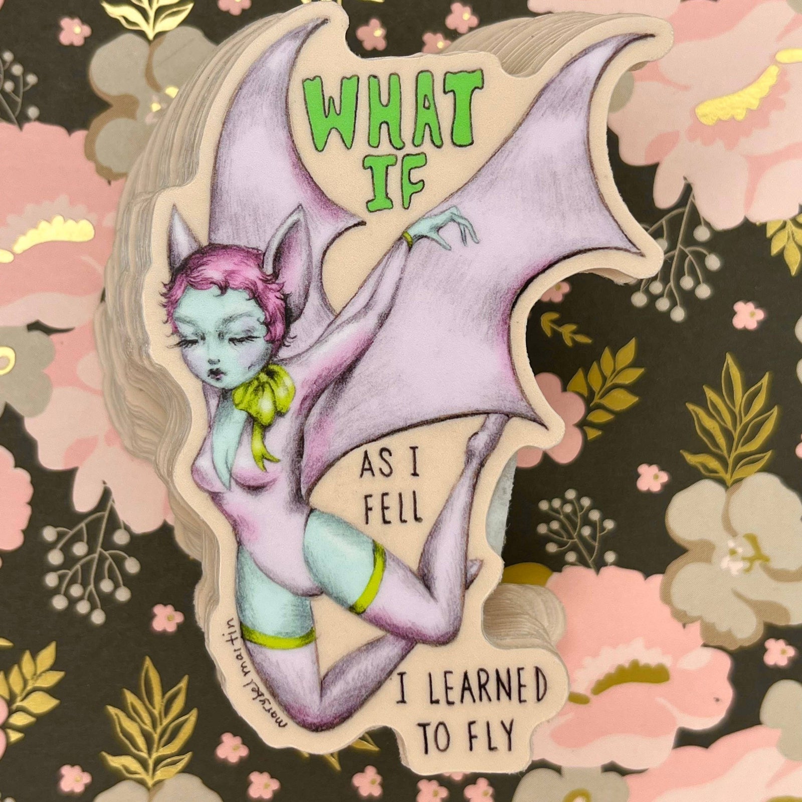 What If… As I Fell, I Learned To Fly - Vinyl Sticker - By Marybel Martin