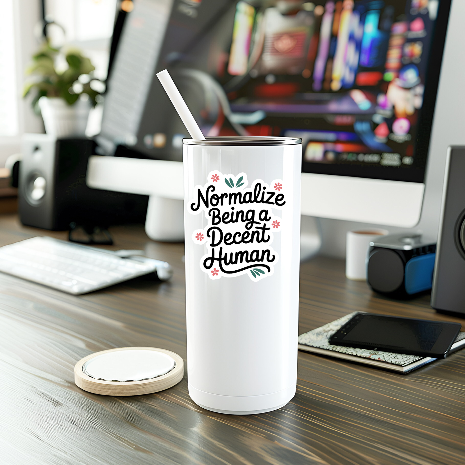 Normalize Being A Decent Human Vinyl Sticker