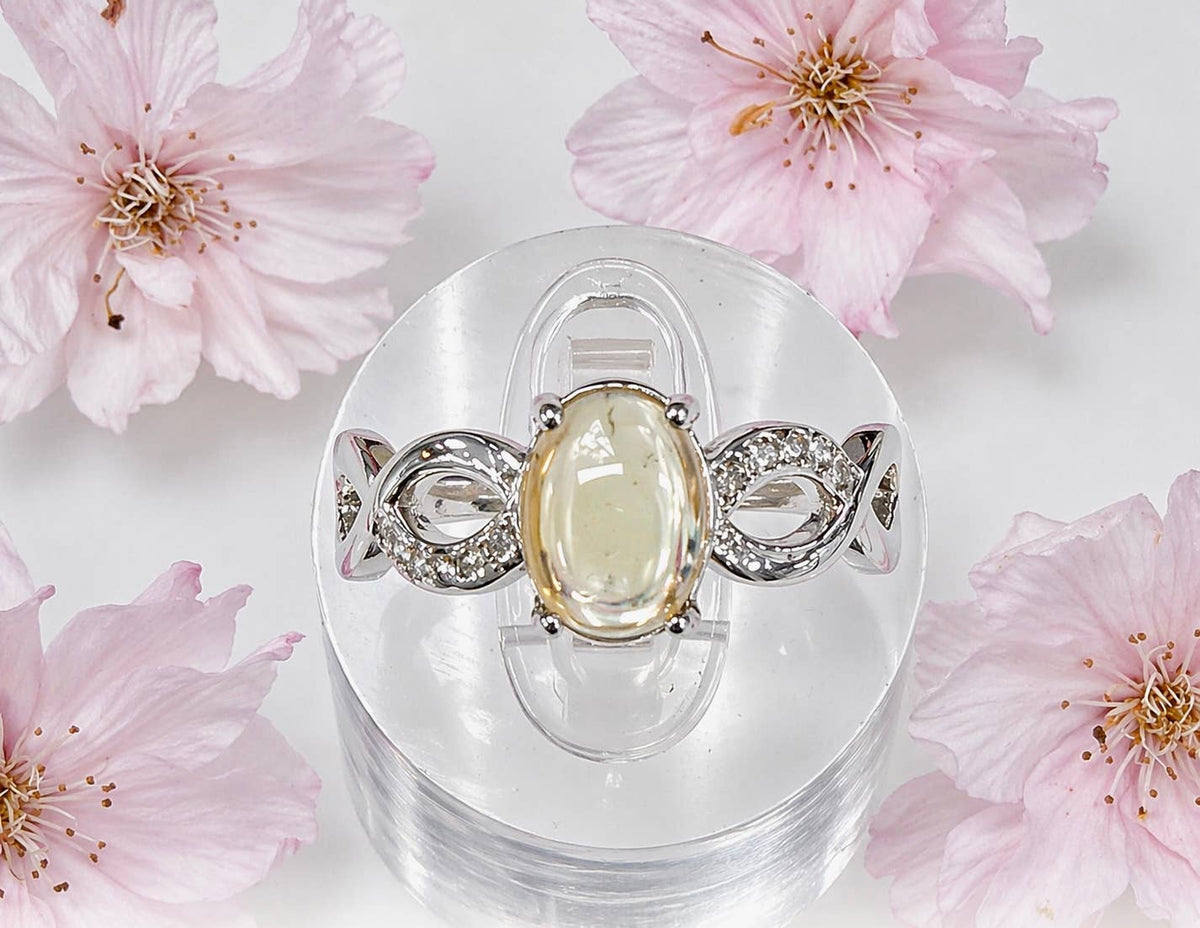 Citrine Stainless Steel Ring Crystals 5x7mm