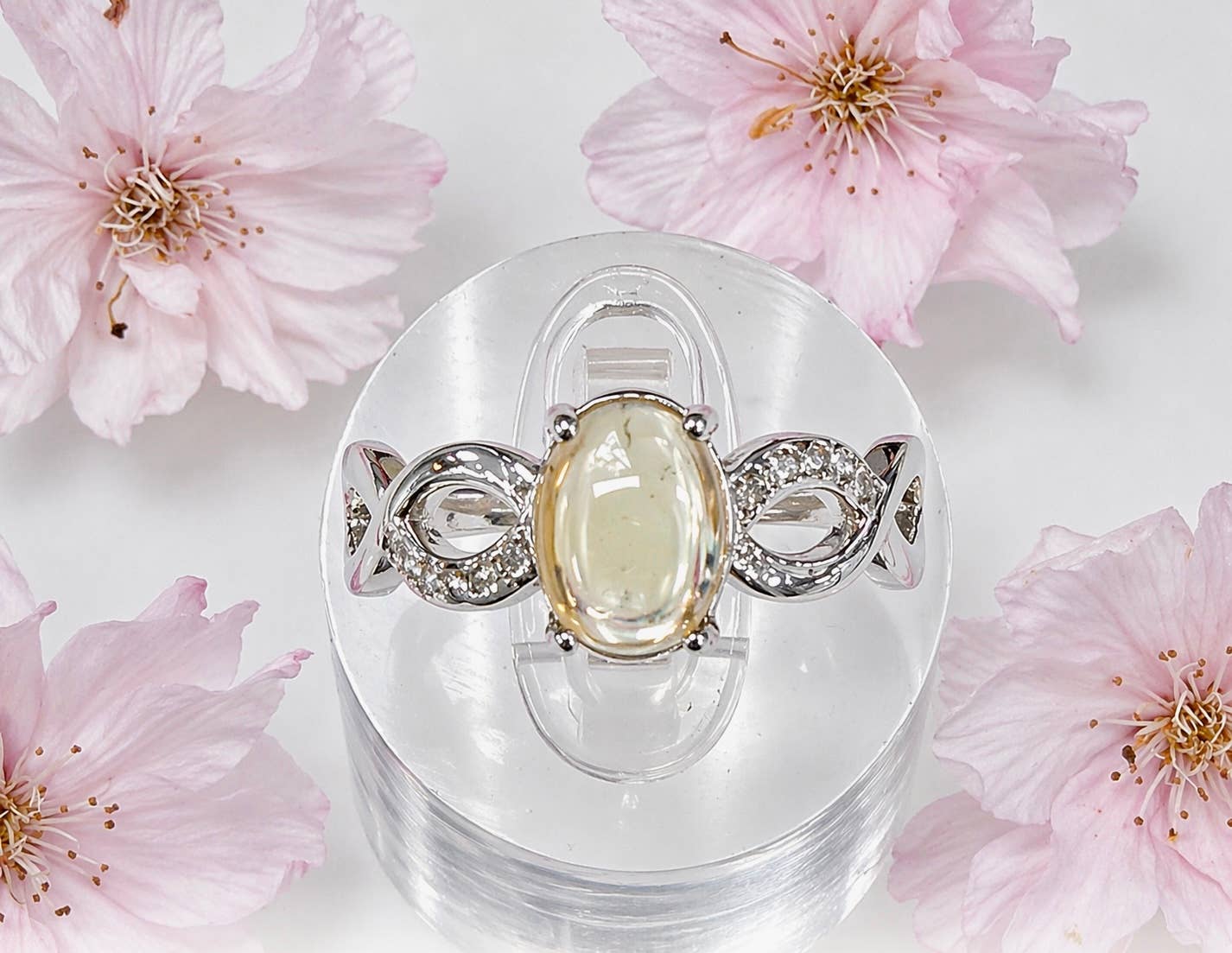 Citrine Stainless Steel Ring Crystals 5x7mm