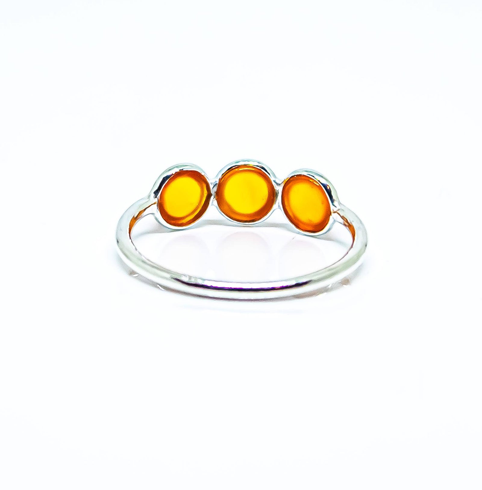 Carnelian Sterling Silver Ring 925 Three Stone