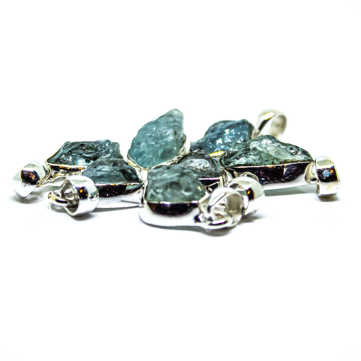 Aquamarine Freeform Sterling Silver Pendant