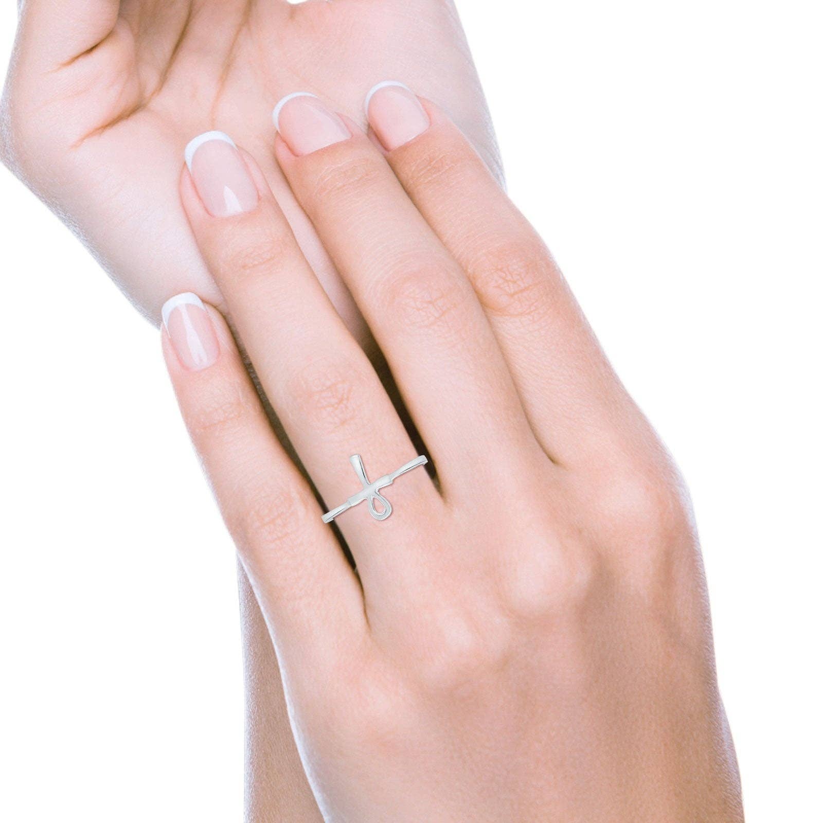 Ankh Band Rhodium Plated Ring