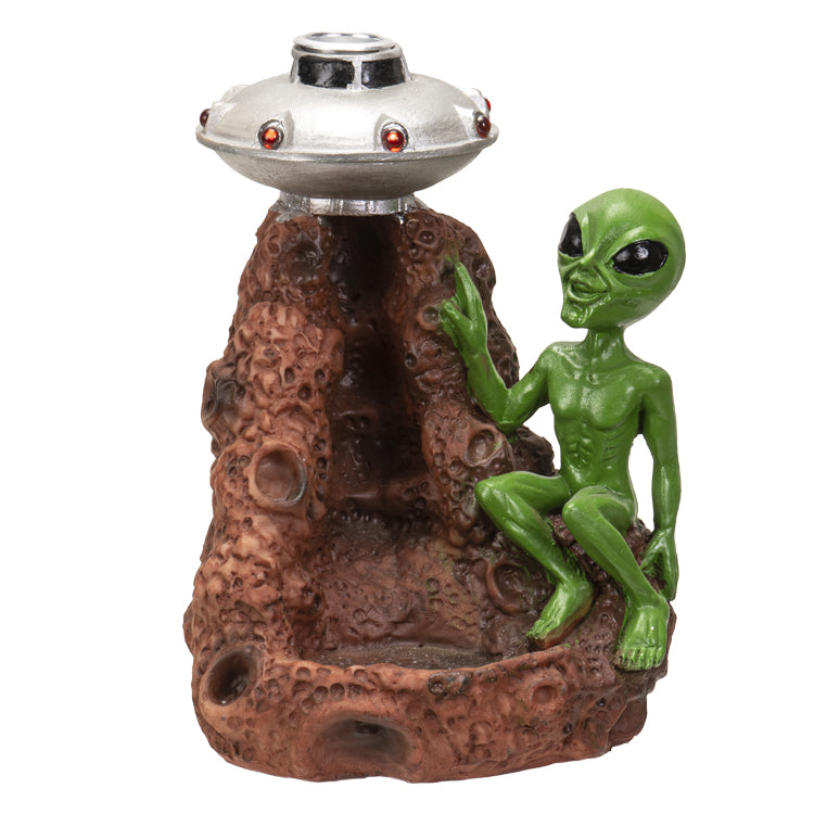 Alien w/ UFO Incense Backflow Cone Burner