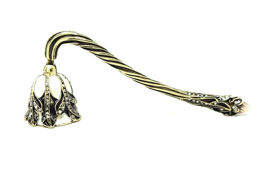 Ornate Brass Candle Snuffer - Brown Leaves
