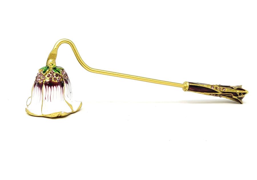 Ornate Brass Candle Snuffer - Alstroemeria