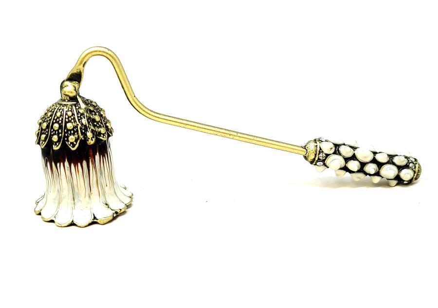 Ornate Brass Candle Snuffer - White Tulip