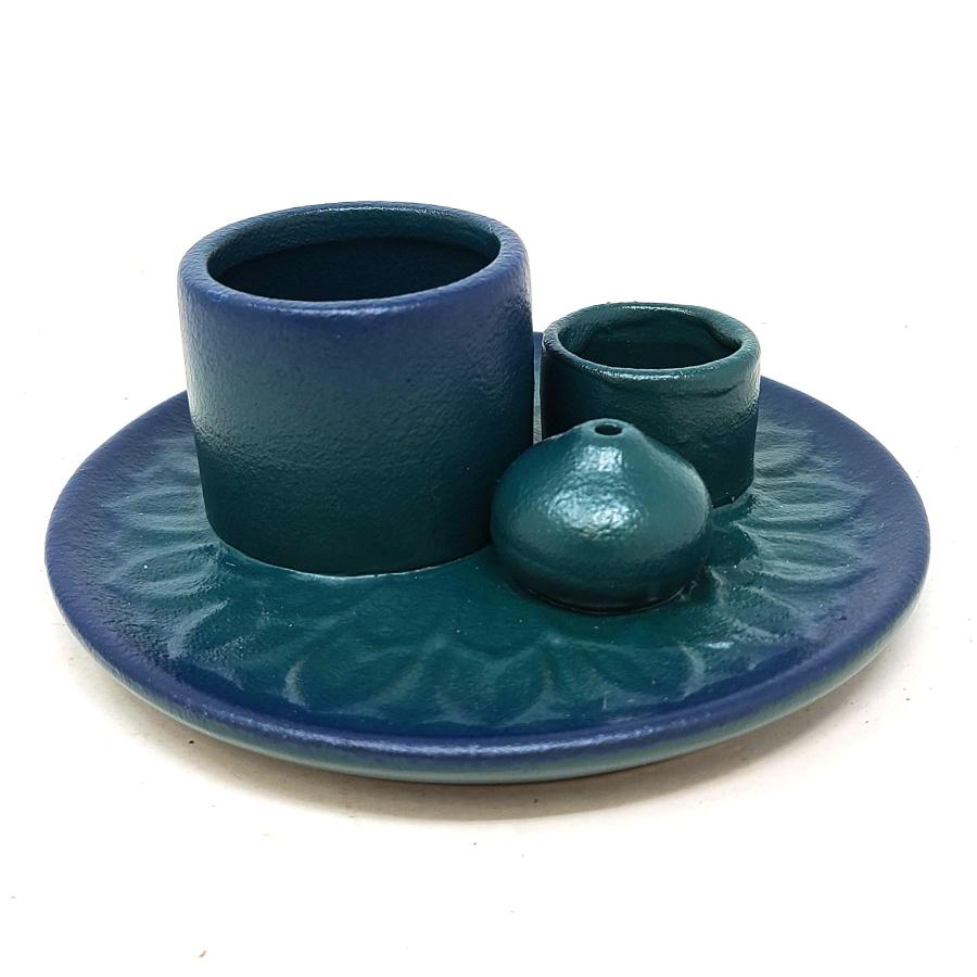 Sage, Incense, Palo Santo Ceramic Burner - Matte Blue