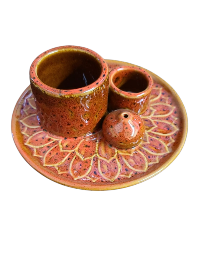 Sage, Incense, Palo Santo Ceramic Burner - Red