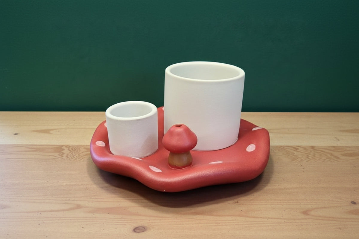 Sage, Incense, Palo Santo Ceramic Burner - Inverted Mushroom