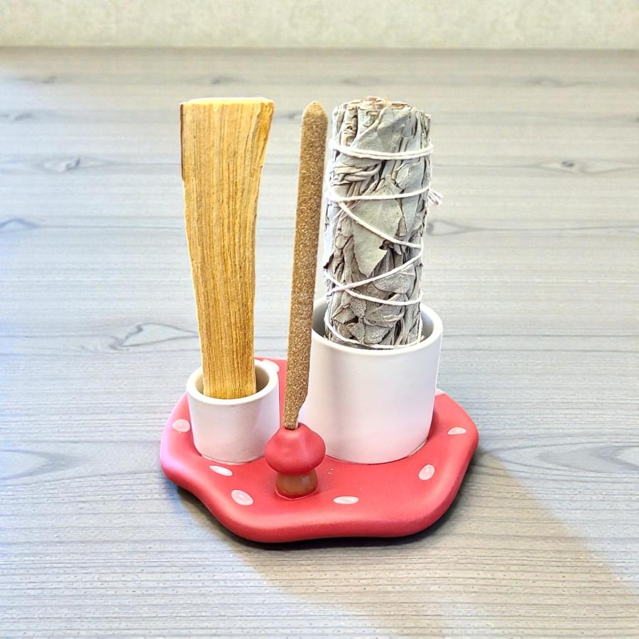 Sage, Incense, Palo Santo Ceramic Burner - Inverted Mushroom