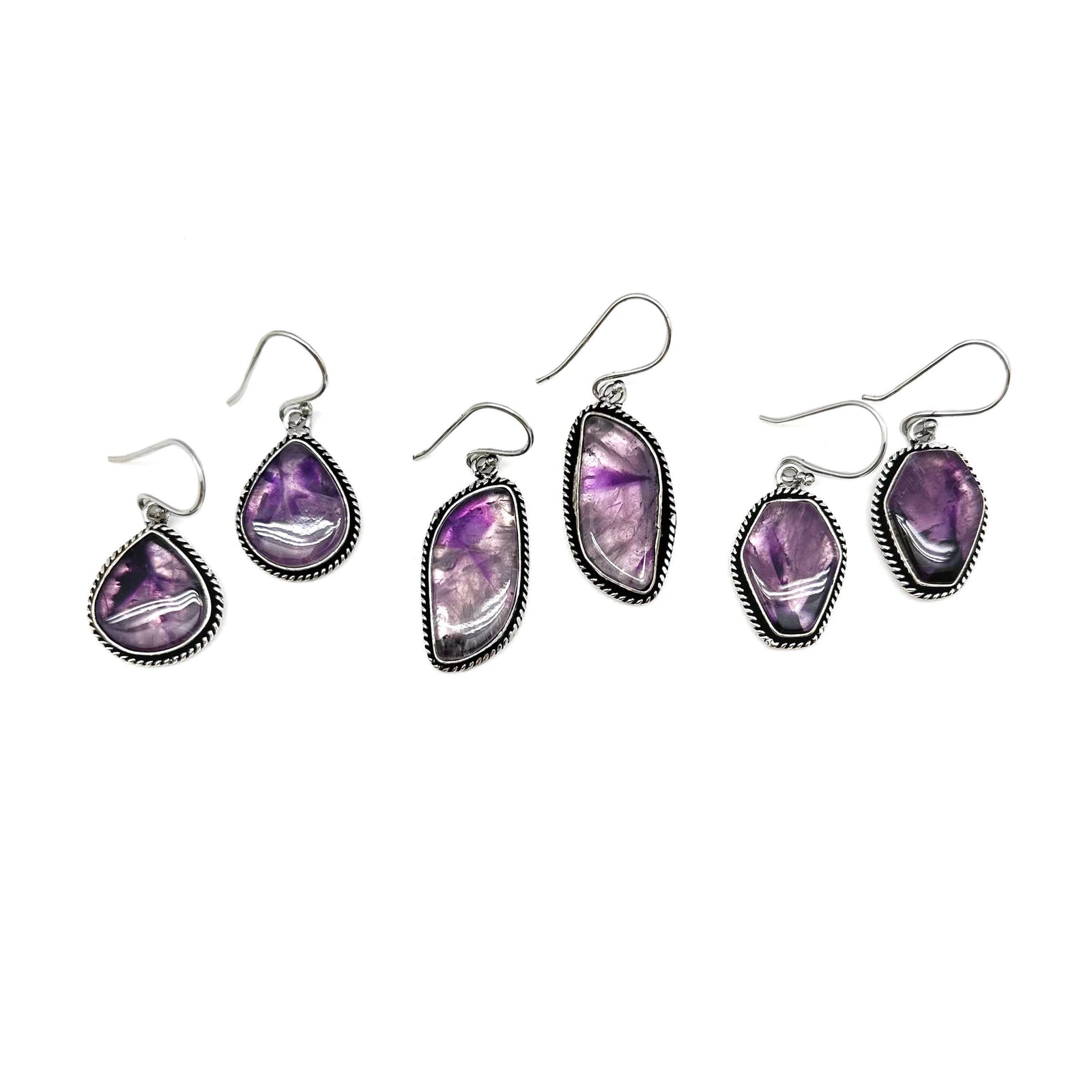 Kashi Semiprecious Large Stone Earrings - Amethyst