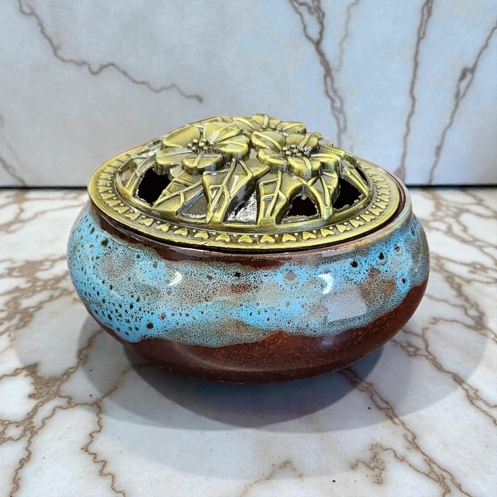 Ceramic Incense Burner Bowl with Lid – 3.75”