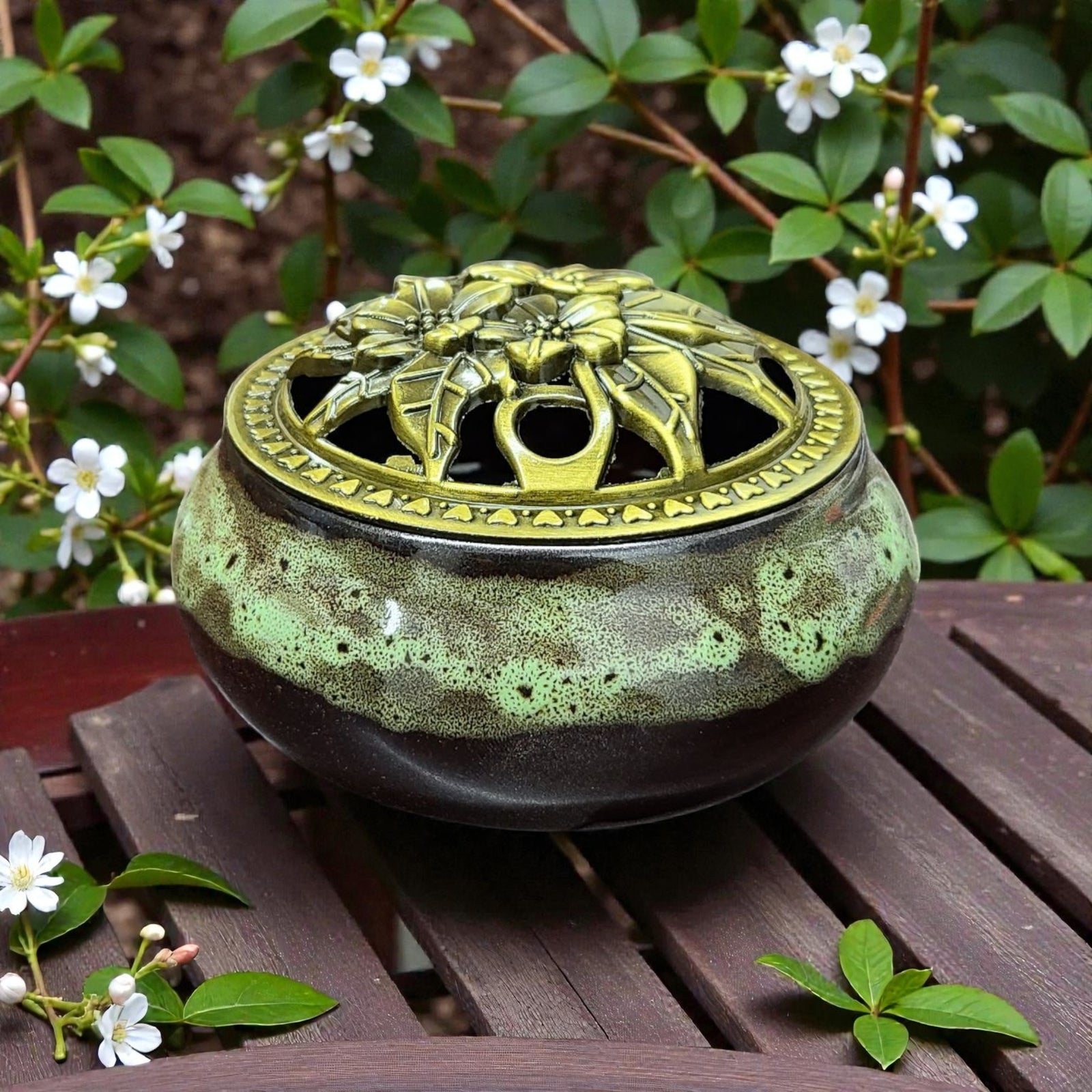 Ceramic Incense Burner Bowl with Lid – 3.75”
