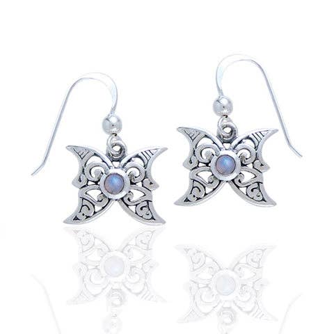 Sterling Silver Moon Celtic Rainbow Moonstone Earrings