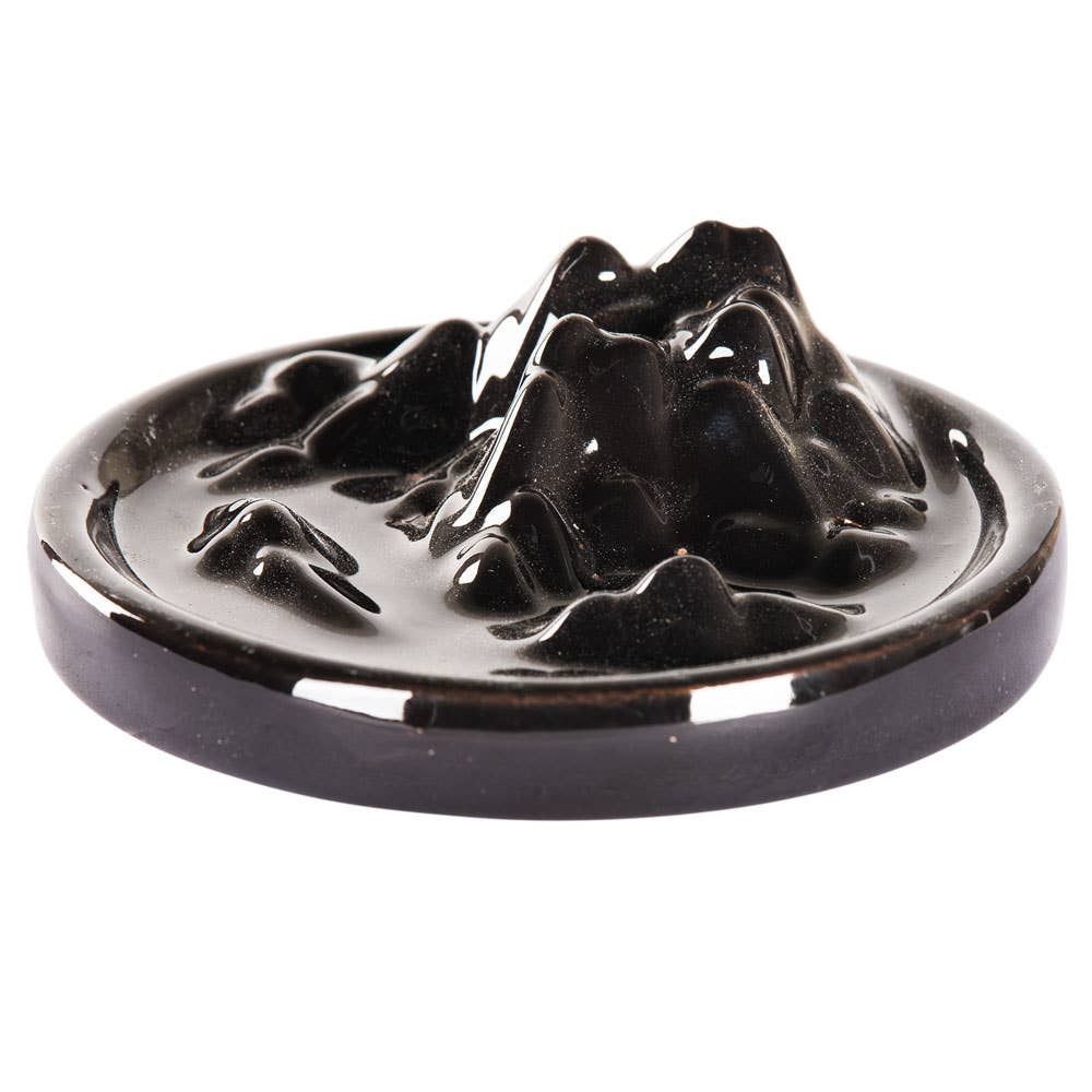 Ceramic Mountain Backflow Incense Burner - Black