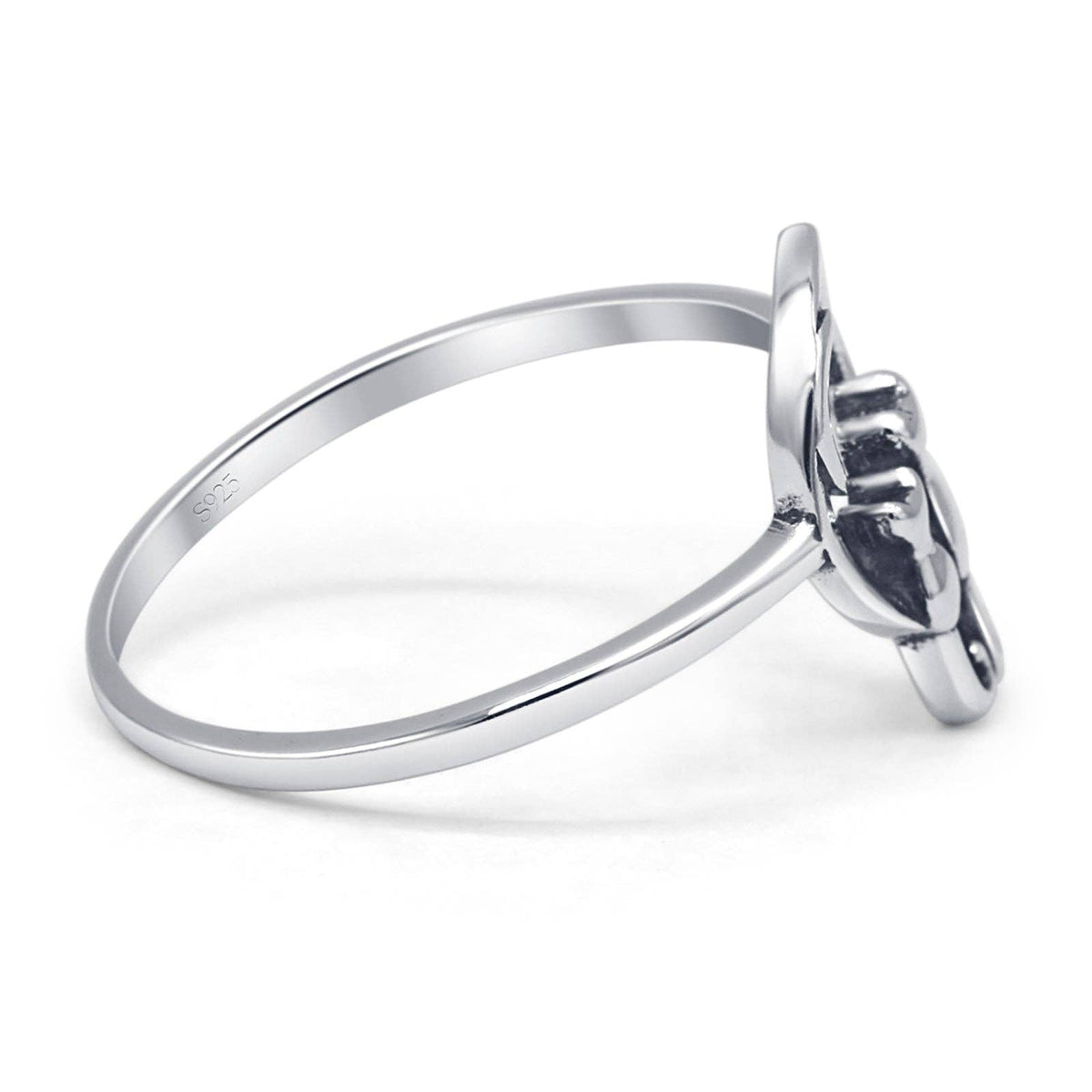 Sterling Silver Cats & Moon Ring