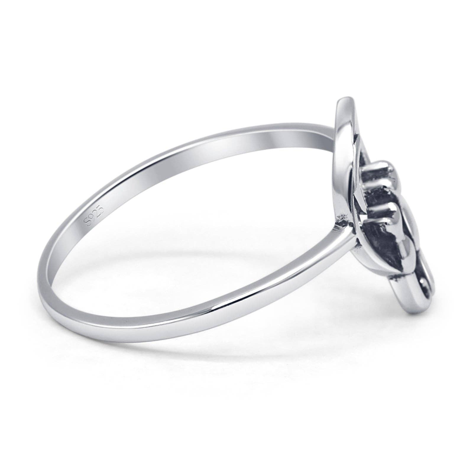 Sterling Silver Cats & Moon Ring